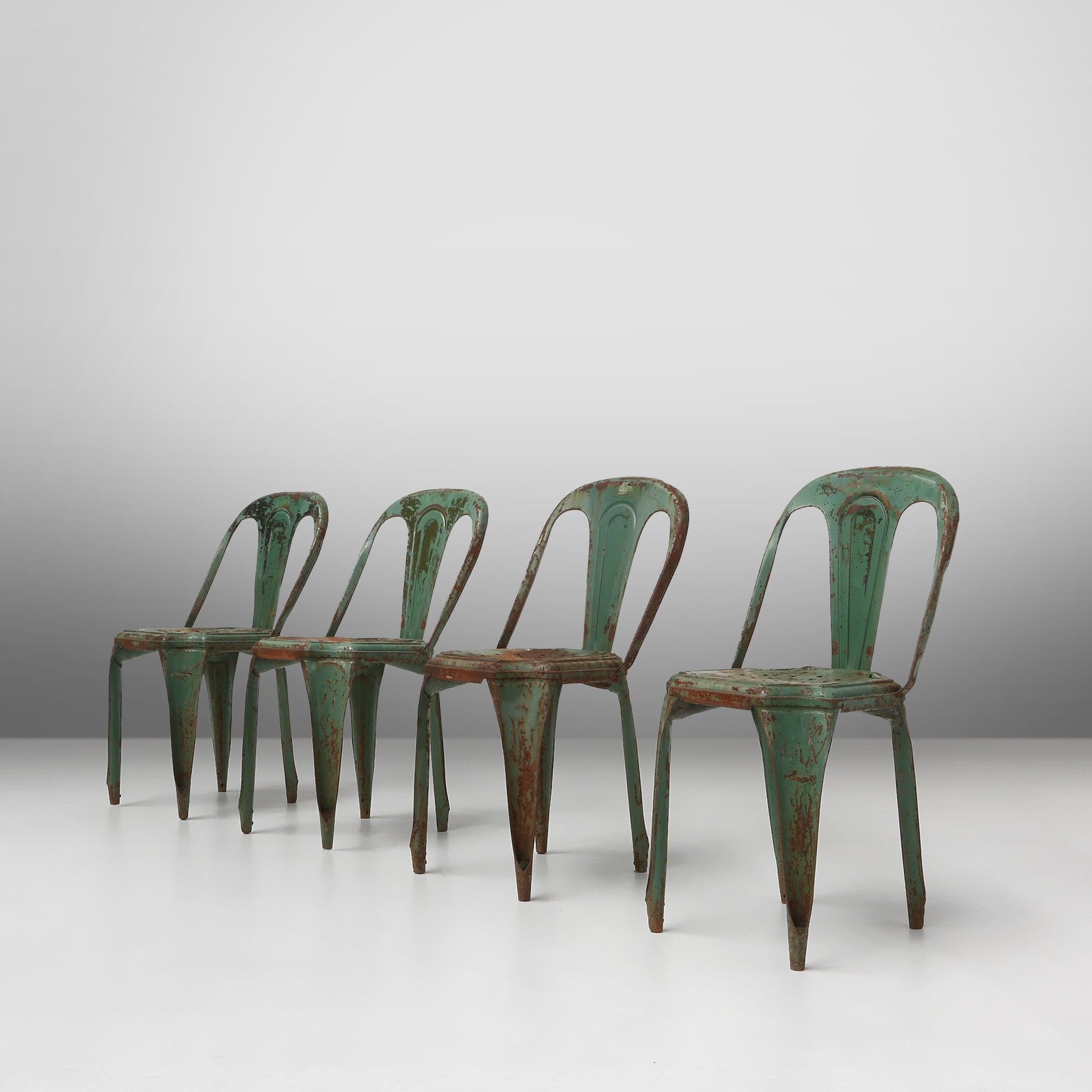 Set of 4 original vintage Tolix model A chairs, France 1950s-img